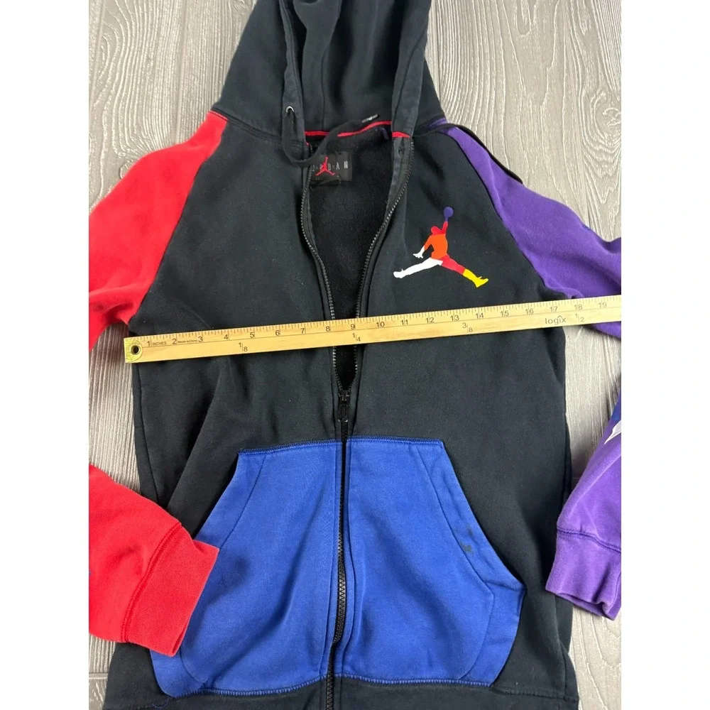 Jordan Color Block Zip Up Hoodie Mens Small Black Red Purple Blue Full Zip